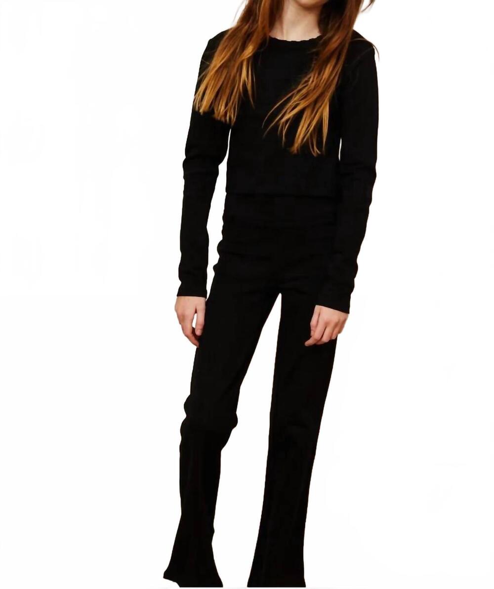 NEW THEME girls lucy long sleeve not-so-crop top in black